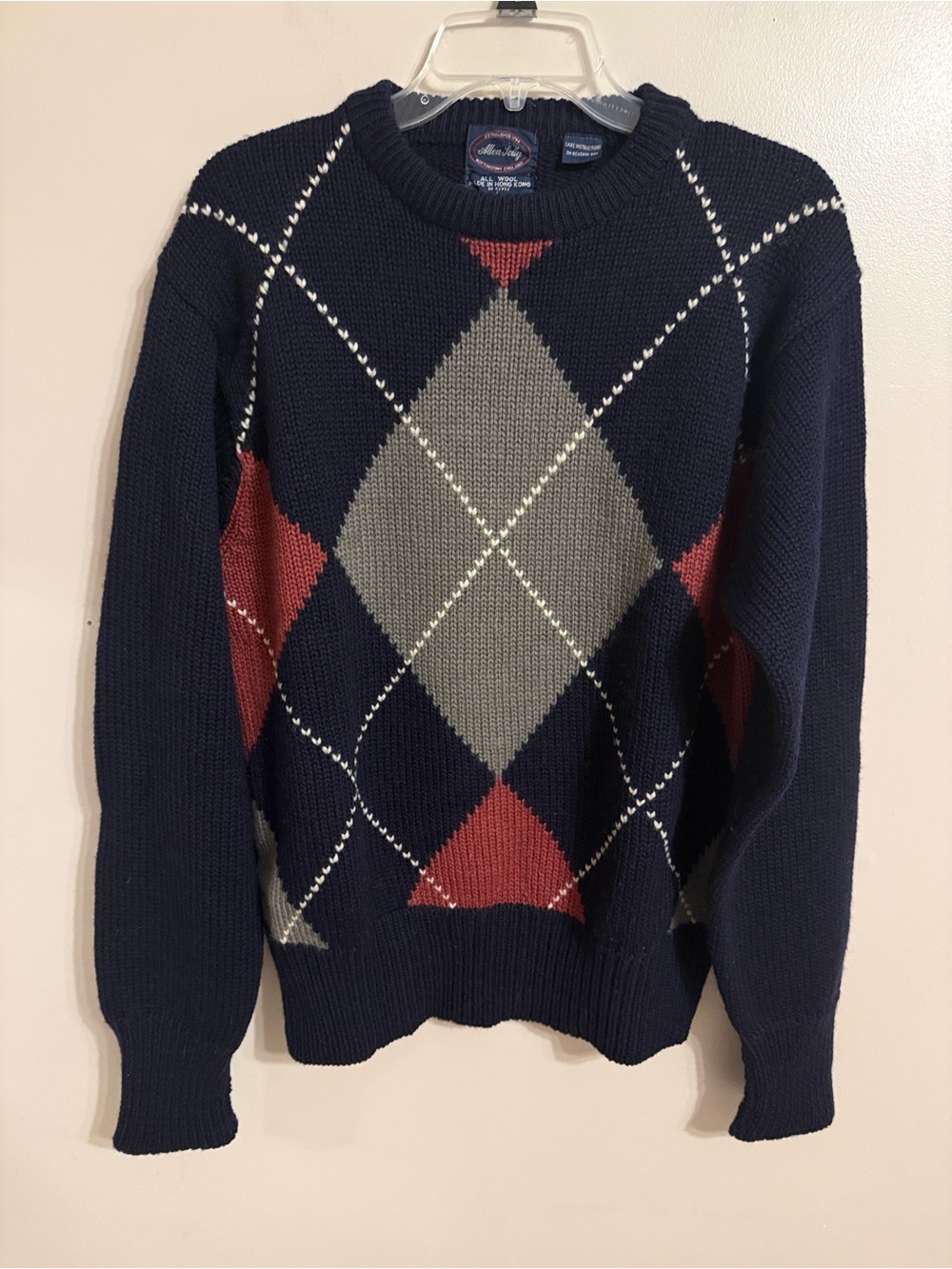 Allen Solly Classic Argyle All Wool Sweater Size Large